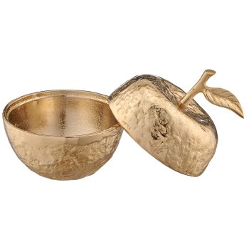 Aluminium Dose Apfel, 16x12x12cm, gold