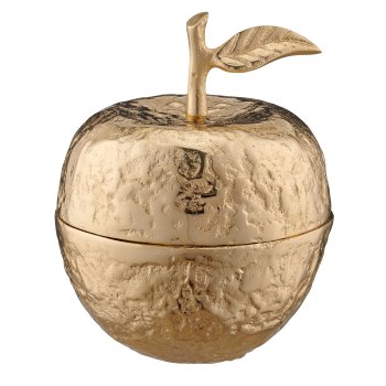 Aluminium Dose Apfel, 16x12x12cm, gold