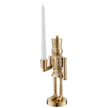 Aluminium Nussknacker ALEX, stehend, Kerzenhalter, 31x11x10cm, gold