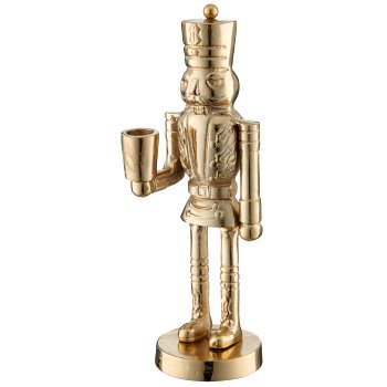 Aluminium Nussknacker ALEX, stehend, Kerzenhalter, 31x11x10cm, gold