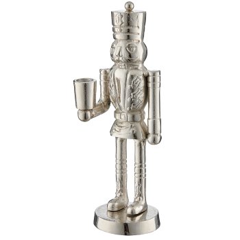 Aluminium Nussknacker ALEX, stehend, Kerzenhalter, 31x11x10cm, silber