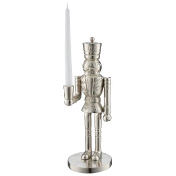 Aluminium Nussknacker ALEX, stehend, Kerzenhalter, 41x12x15cm, silber