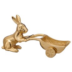 Aluminium Hase mit Schubkarre, 14x21x8cm, gold