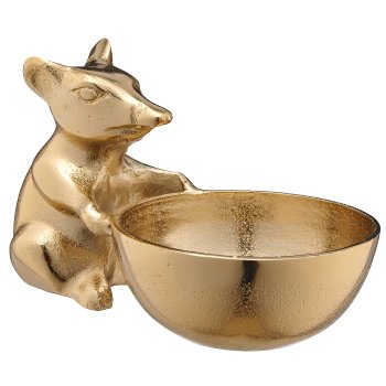 Aluminium Schale mit Maus, rund, 10x17x10cm, gold