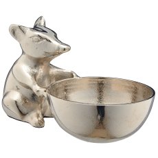 Aluminium Schale mit Maus, rund, 10x17x10cm, silber