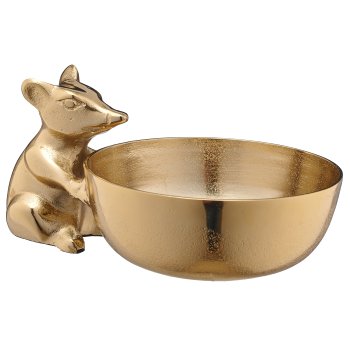 Aluminium Schale mit Maus, rund, 10x23x15cm, gold
