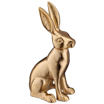 Aluminium Hase sitzend, 10x11x21cm, gold