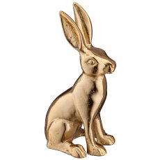 Aluminium Hase sitzend, 10x11x21cm, gold