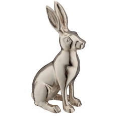 Aluminium Hase sitzend, 11x19x31cm, silber
