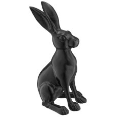 Aluminium Hase sitzend, 17x19x37cm, schwarz