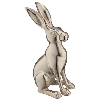 Aluminium Hase sitzend, 17x19x37cm, silber
