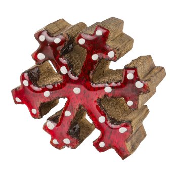 Wood Snowflake, 5,5x5,5x2,5 cm, Red