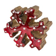 Holz Schneeflocke, 5,5x5,5x2,5cm, rot