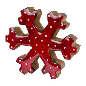 Wood Snowflake, 8,5x8,5x2,5 cm, Red