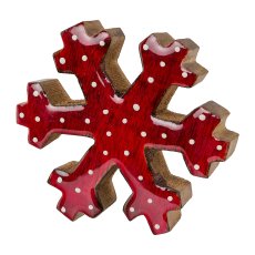 Wood Snowflake, 8,5x8,5x2,5 cm, Red