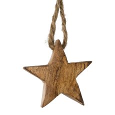 Wood Star Hanger 60 In Glass, 16x16x26cm,5x5cm, Nature