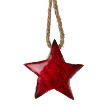 Wood Star Hanger 60 In Glass, 16x16x26cm,5x5cm, Red