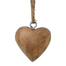 Wooden Heart Hanger 60 In Glass, 16x16x26cm,5x5cm, Nature