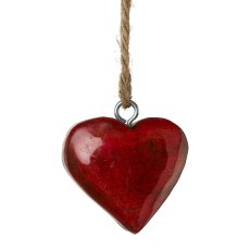 Wooden Heart Hanger 60 In Glass, 16x16x26cm,5x5cm, Red