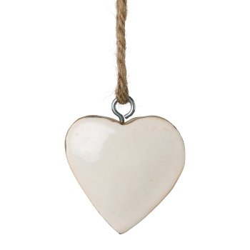 Wooden heart hanger 60 in glass, 16x16x26cm, 5x5cm, white