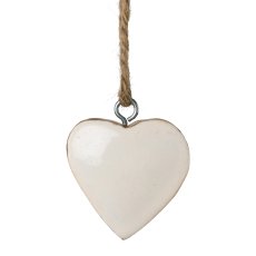Wooden heart hanger 60 in glass, 16x16x26cm, 5x5cm, white