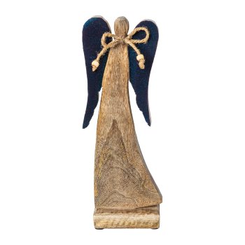 Wood Angel Star with Velvet, 31x11x6cm, Petrol