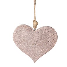 Wood Heart Hanger, 10x10x1,25 cm, Pink