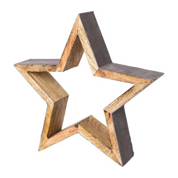 Wood Star with Velvet Standing, 30x33x7cm, Anthracite