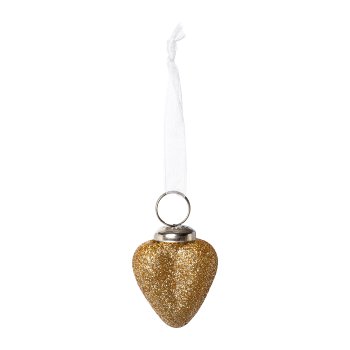 Glass Heart Pendant 60/Glass Vase, 5x4x2cm, Gold, 60/Piece