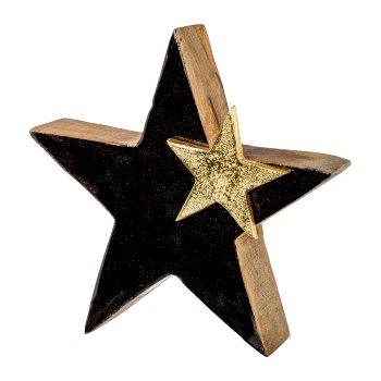 Wooden star,w.enamel/m.aluminium star