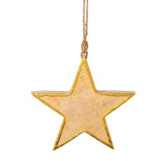 Wooden hanger star Foil Finish, 15x15x2cm, gold