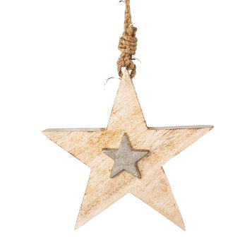 Wooden hanger star with aluminium, star DOBLO, 15x15x2,5cm,