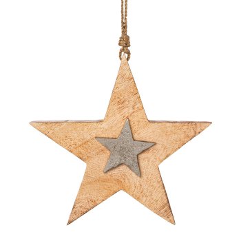 Wooden hanger star with aluminium, star DOBLO, 20x20x2,5cm,