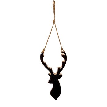 Wooden hanger deer head BLACK,BERNIE, 26x13x2,5cn, black