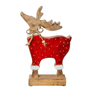 Wooden deer with enamel finish, 23x14x5cm, red