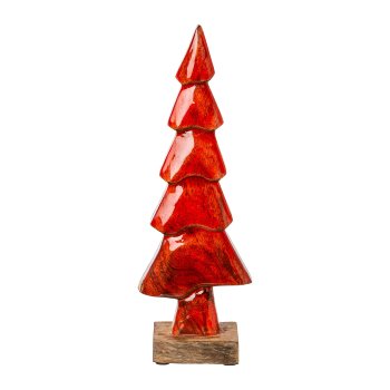 Holz Tannenbaum schlank m.Enamelglitterfinish, 31x12x5cm, rot