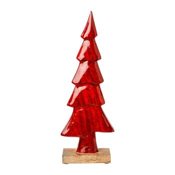 Holz Tannenbaum schlank m.Enamelglitterfinish, 41x14x5cm, rot