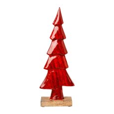 Holz Tannenbaum schlank m.Enamelglitterfinish, 41x14x5cm, rot