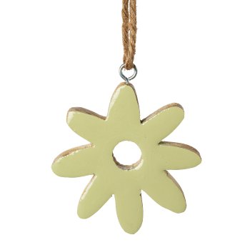 Mango wood flower with enamel finish, 7x7x2,5cm, light green