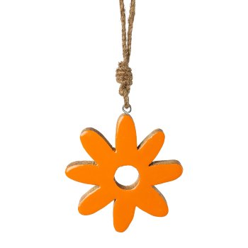 Mango wood flower with enamel finish, 10x10x2,5cm, apricot