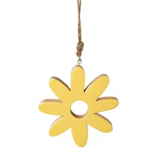 Mango wood flower with enamel finish, 17x17x2,5cm, light yellow