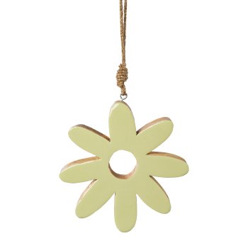 Mango wood flower with enamel finish, 17x17x2,5cm, light green