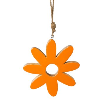 Mango wood flower with enamel finish, 17x17x2,5cm, apricot