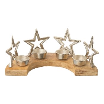 Aluminum 4pcs star/tealight holder half arch, 30x15x12cm, silver