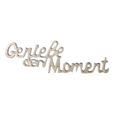 Alumnium Schriftzug 'Genieße den Moment', 39x12cm, silber