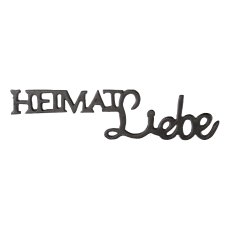 Alumnium Schriftzug 'Heimatliebe', 40x10cm, schwarz