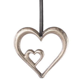 Aluminium Herz Duo Hänger, 11,5x12cm, silber