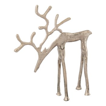 Aluminium Hirsch stylistisch DOWN, 27x24x6cm, silber