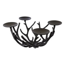 Aluminum 4 candle holder ANTLER, antler bowl, 50x50x30cm, black