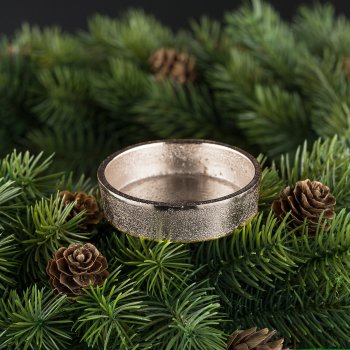 Aluminium candle holder with pin, 7.5x7.5x9cm, silver